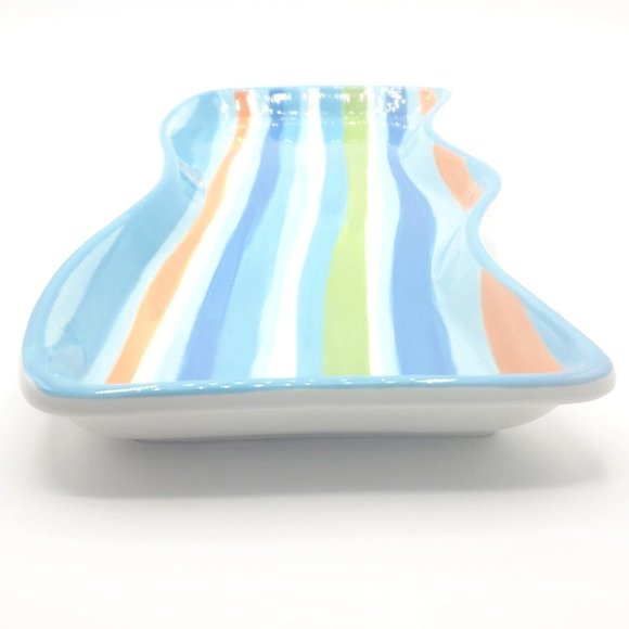 Boston Warehouse Trading Co Serving platter Striped Abstract Design 13" L x 6" w - Picture 2 of 9